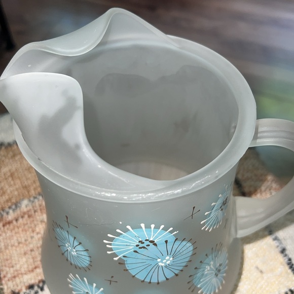 Vintage Frosted atomic Water Lemonade Glass Pitcher 9-1/8"h MCM - Picture 2 of 7